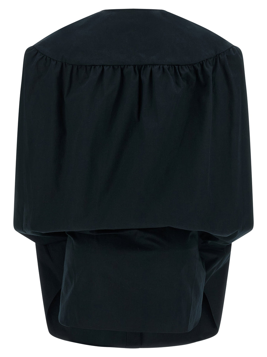 Jacquemus Berlingot Blue Cotton Poplin Mini Dress For Women With Back Cape And Crew Neck