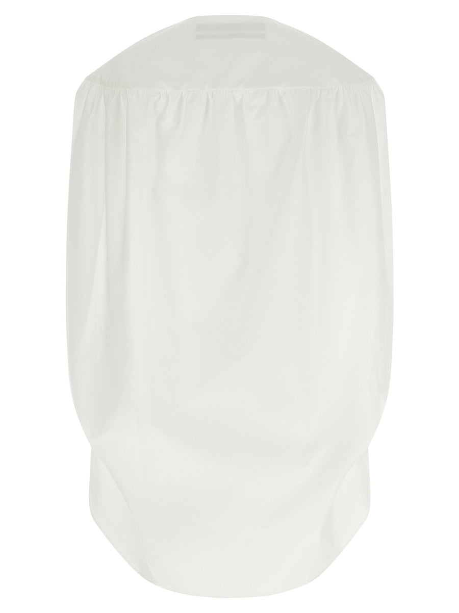 Jacquemus Berlingot Dress Back Cape Cotton Poplin White Mini For Women Chic Luxury