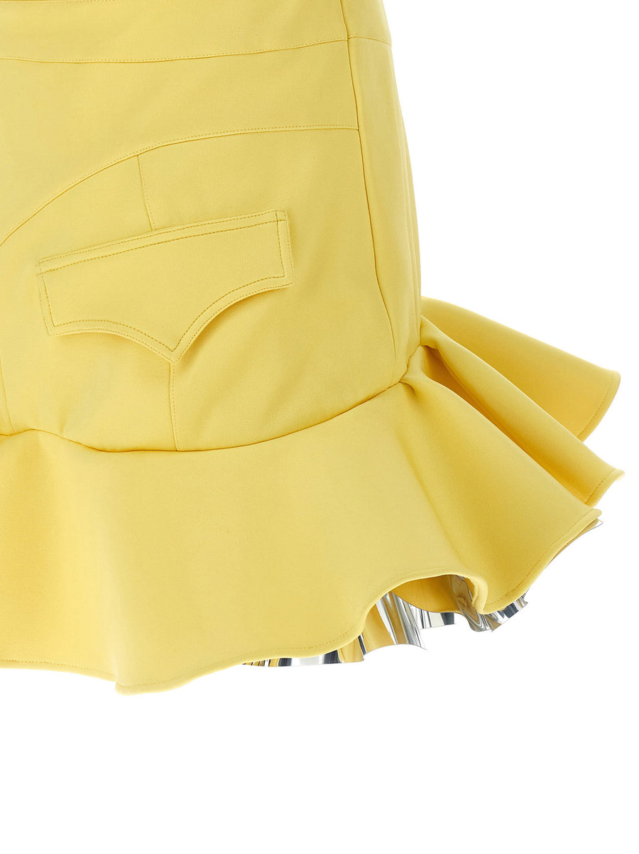 Paco Rabanne Yellow Mini Dress With Built In Culotte Bodysuit Bra Top For Fashion Forward Women