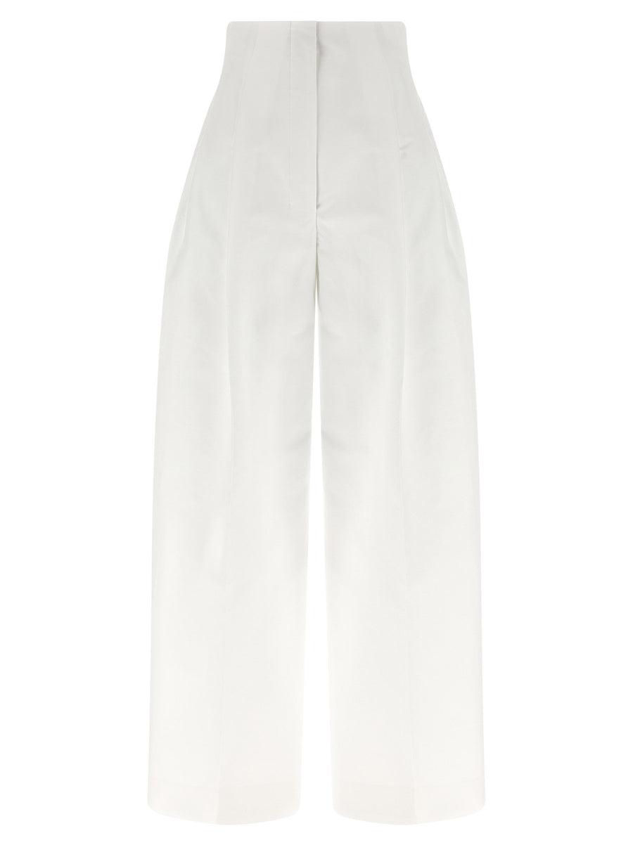 Jacquemus Le Pantalon Souro Pants For Women White Heavyweight Cotton High Waist Bold Architectural Silhouette