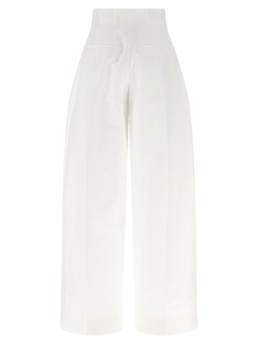 Jacquemus Le Pantalon Souro Pants For Women White Heavyweight Cotton High Waist Bold Architectural Silhouette