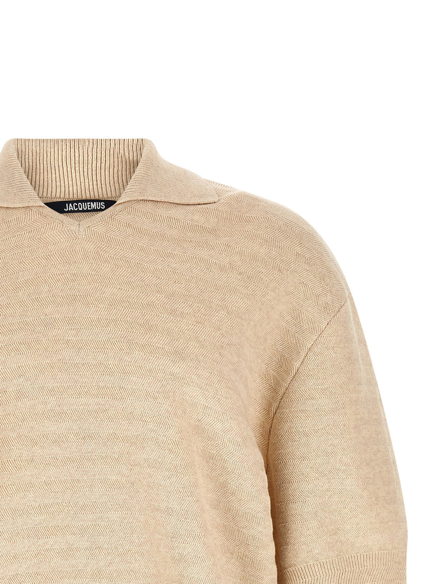 Jacquemus Le Polo Maille Chevron Polo Shirt