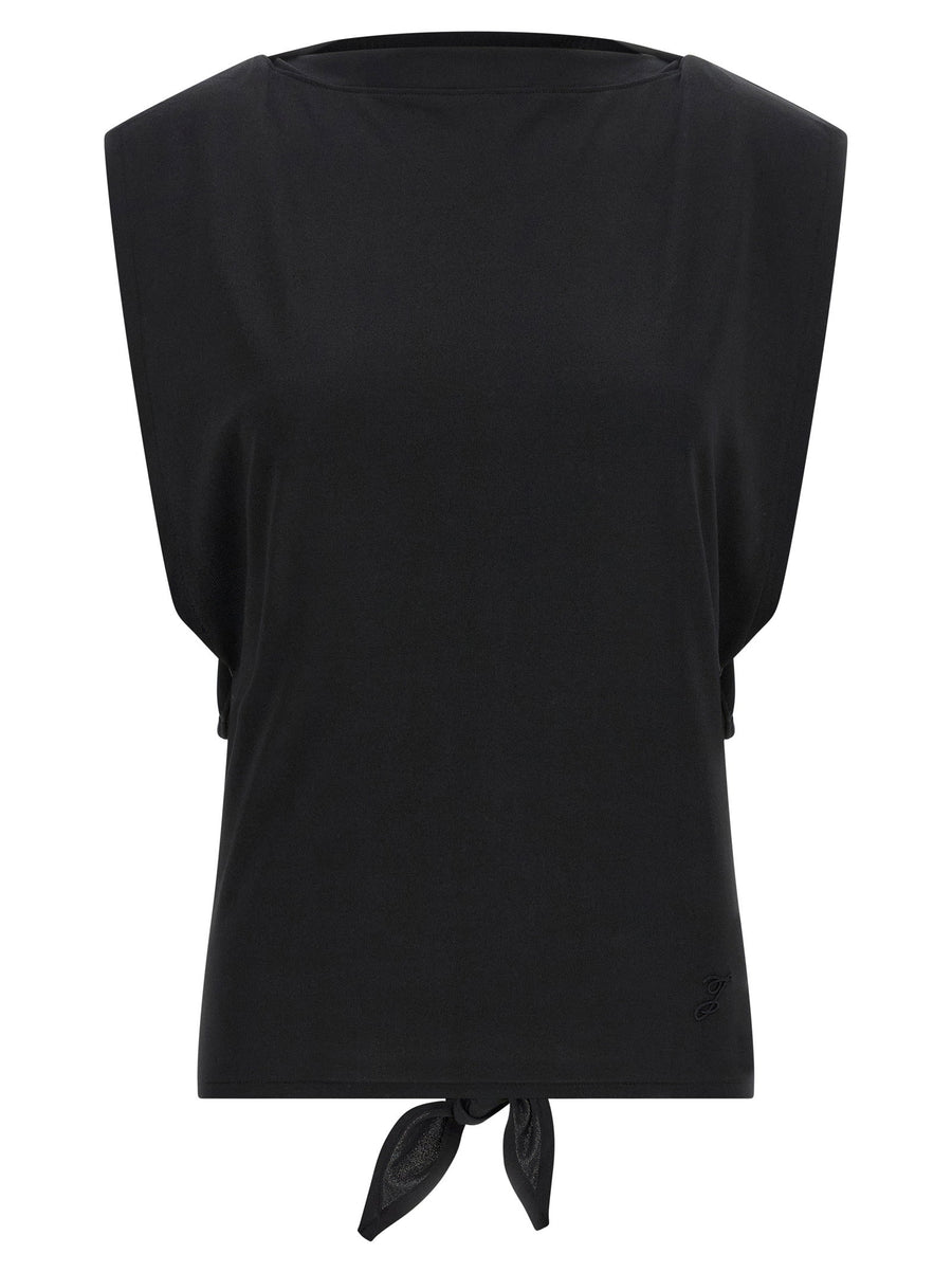 Jacquemus Le Marcel Moisson Top Black Bare Back Cape With Embroidered Logo