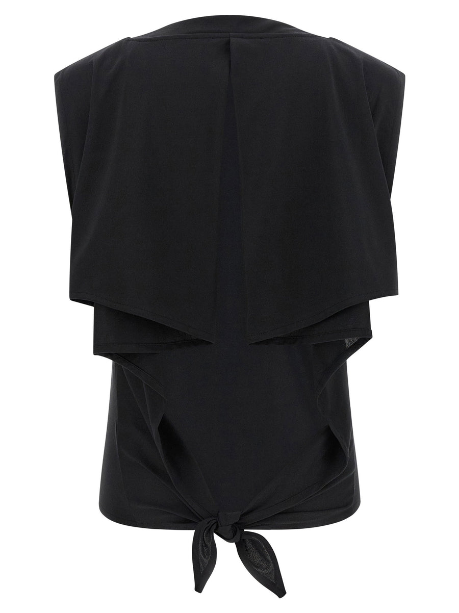 Jacquemus Le Marcel Moisson Top Black Bare Back Cape With Embroidered Logo