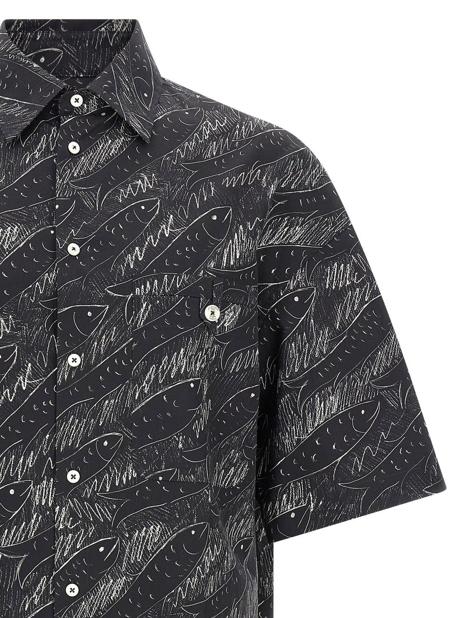 Jacquemus La Chemise Rio Shirt Black 100 Percent Cotton Marine Print Boxy Fit