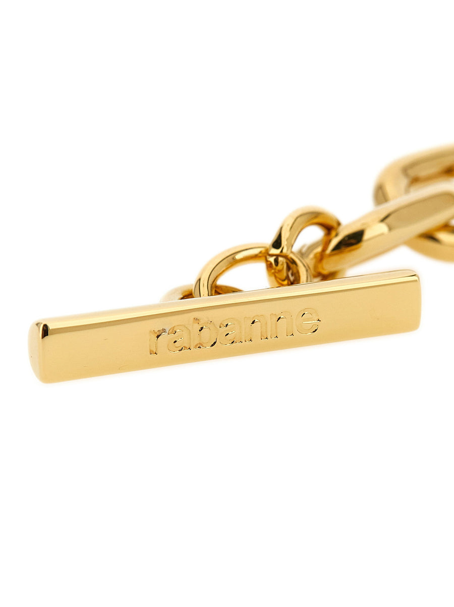 Paco Rabanne XL Link Necklace Multicolor Brass Aluminum Chain With Oversized Mesh Pendant For Women