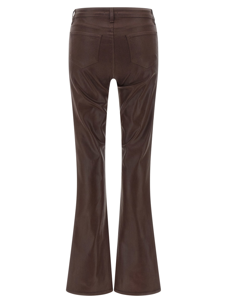 L'agence Selma Jeans Brown Coated Stretch Denim High Waist Baby Silhouette Flared Leg For Women