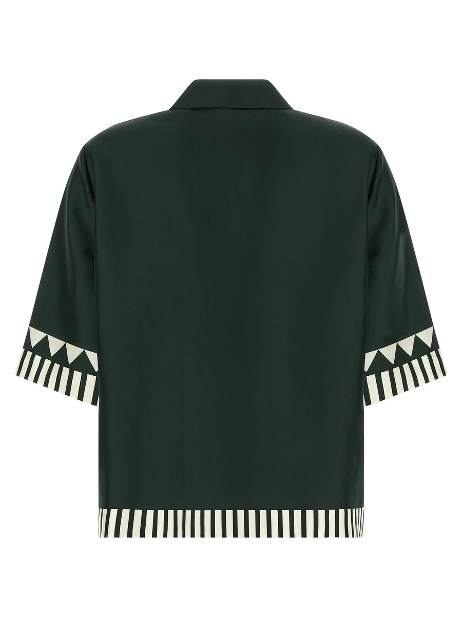 Eres Émeraude Silk Shirt In Panama Pattern Green Luxury
