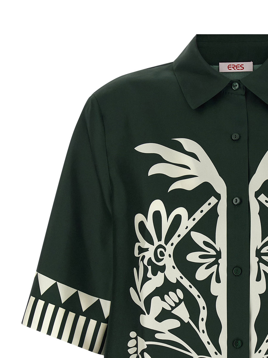 Eres Émeraude Silk Shirt In Panama Pattern Green Luxury