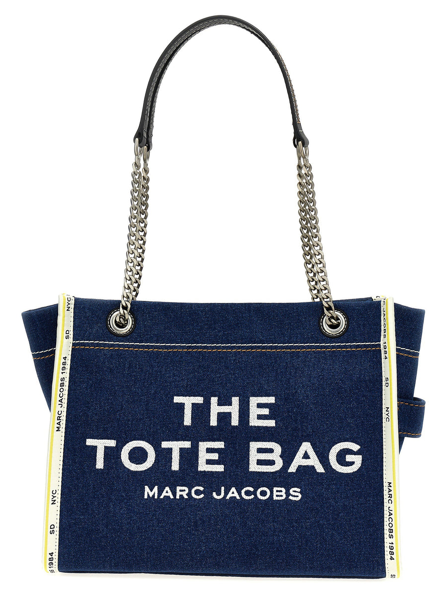 Marc Jacobs Denim Chain Medium Tote Shoulder Bag For Women Luxurious Day To Night Chic Accessory