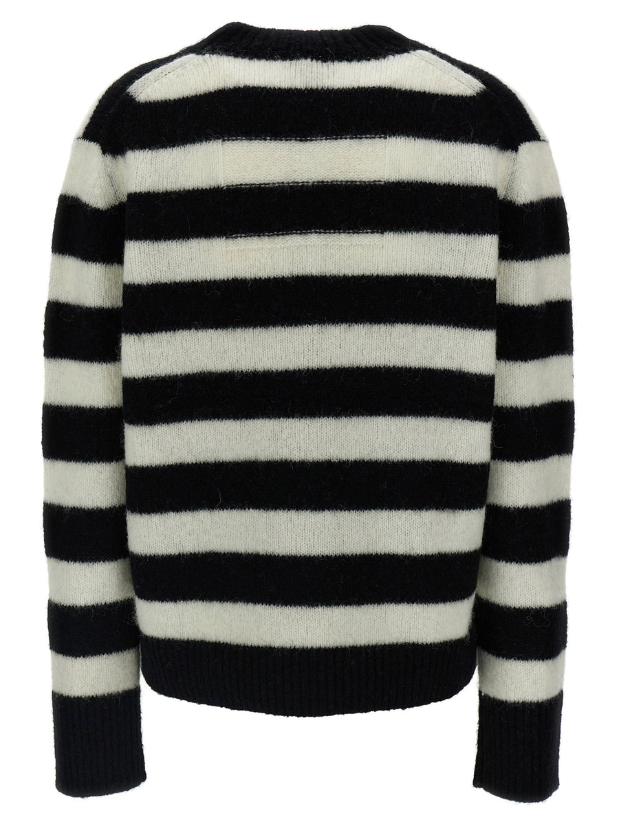 Marc Jacobs Striped Sweater For Women Luxurious Alpaca Wool Blend With Logo Embroidery
