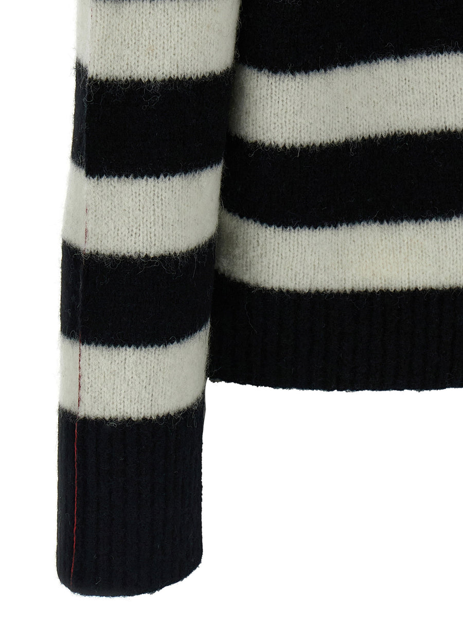 Marc Jacobs Striped Sweater For Women Luxurious Alpaca Wool Blend With Logo Embroidery