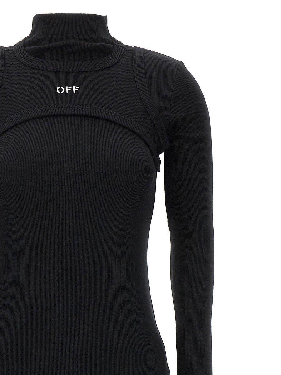 Off White Off Stamp Rib Dress
