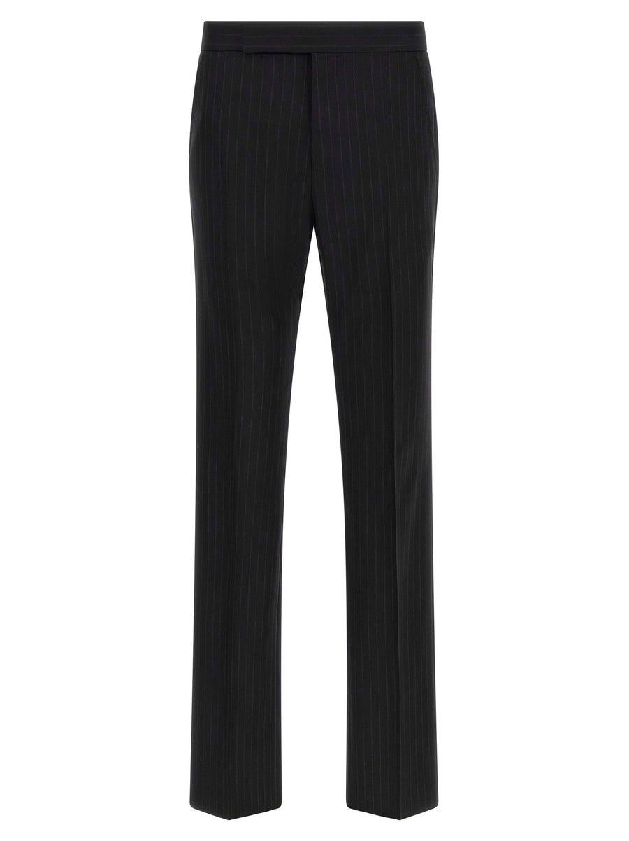 Tom Ford Pinstriped Black Double Breasted Wool Blend Suit For Women True To Size