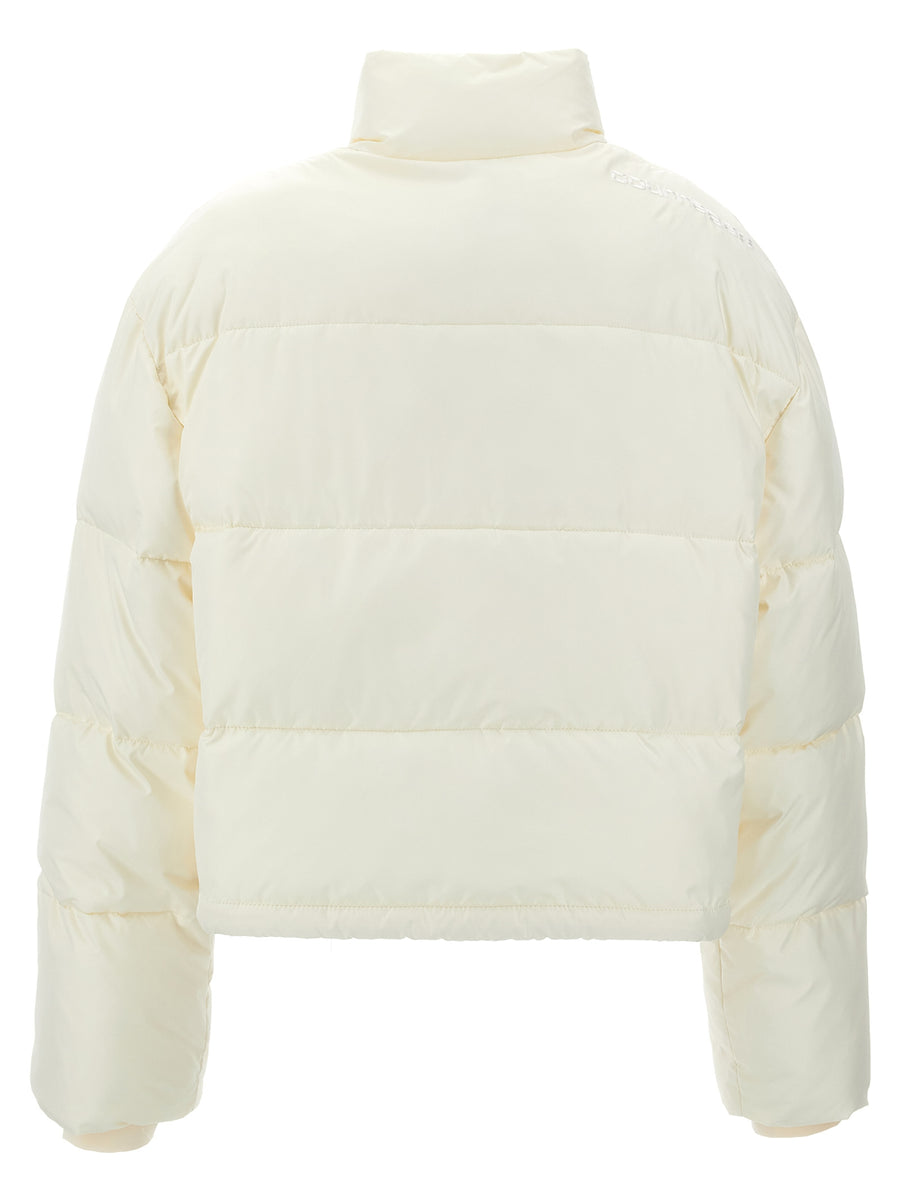 Courreges Cropped Down Jacket For Women White Puffer With Drawstring Hem And Cozy Warmth