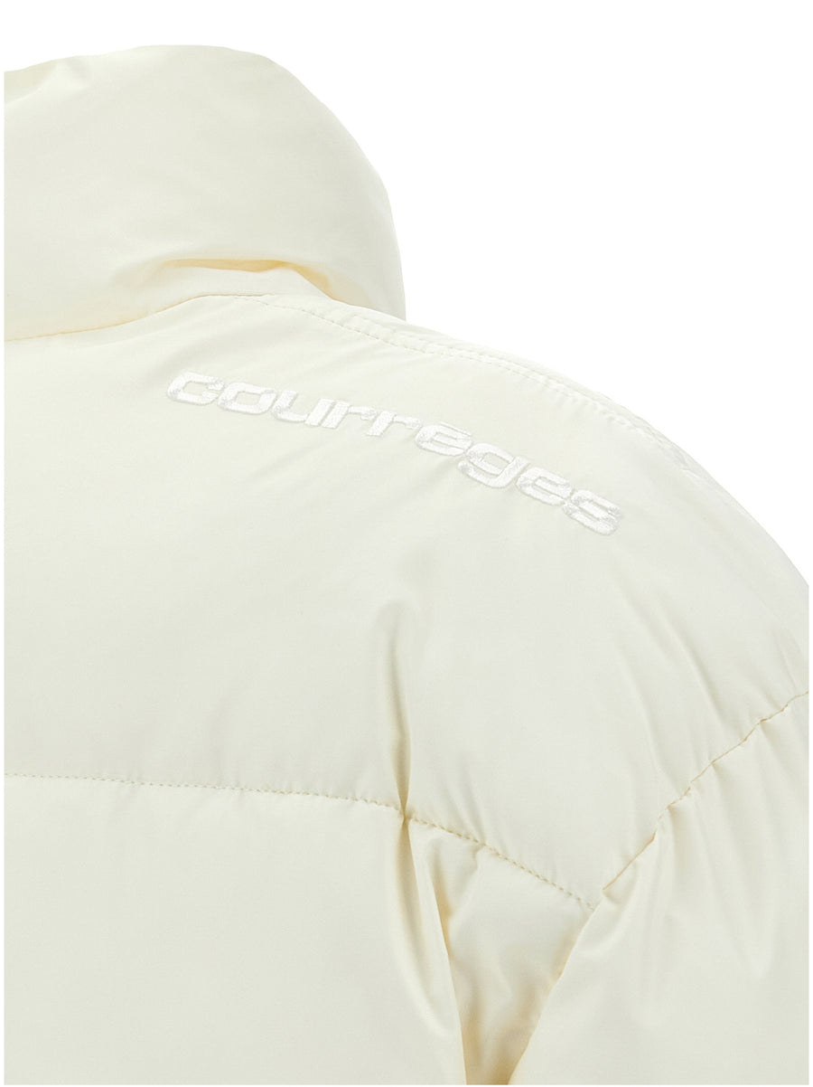 Courreges Cropped Down Jacket For Women White Puffer With Drawstring Hem And Cozy Warmth