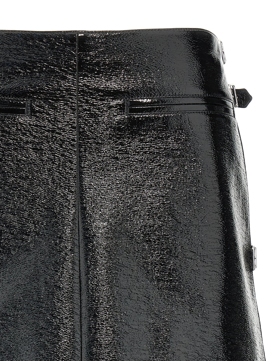 Courreges Vinyl Mini Skirt With Front Pockets And Edgy Adjustable Side Straps For Women