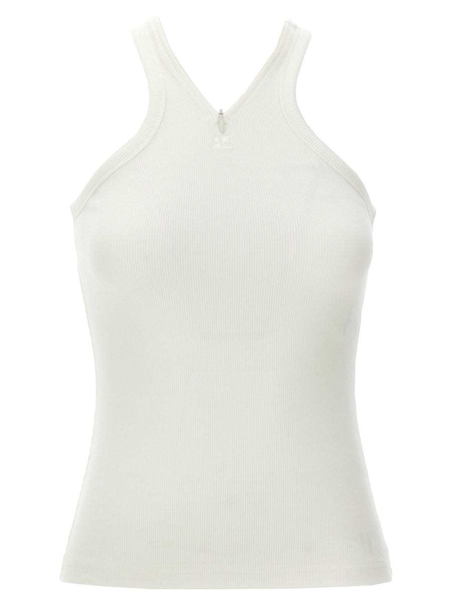 Courreges Criss Cross 90s Tank Top Ribbed Cotton Chic Women