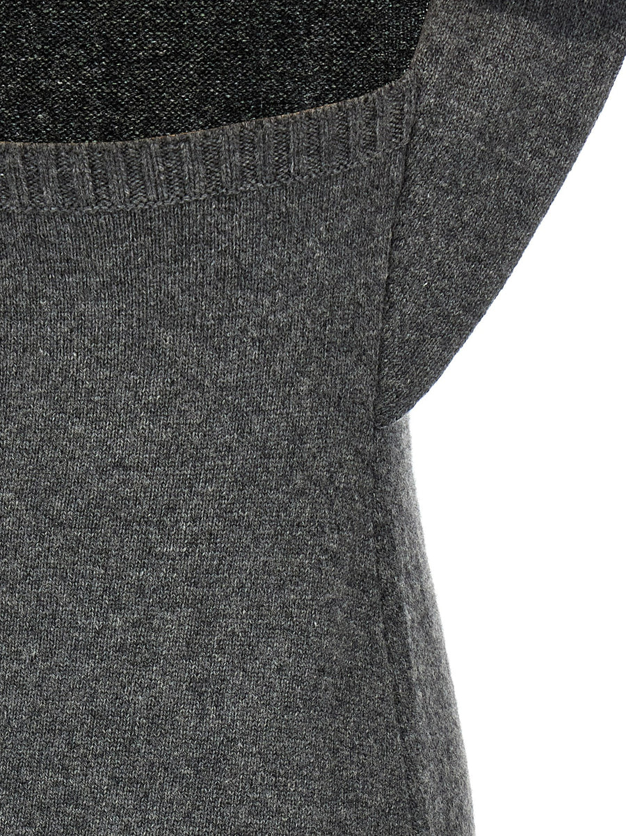 Courreges Off Shoulder Draped Wool Dress For Women Gray 100 Percent Wool Bold Architectural Silhouette