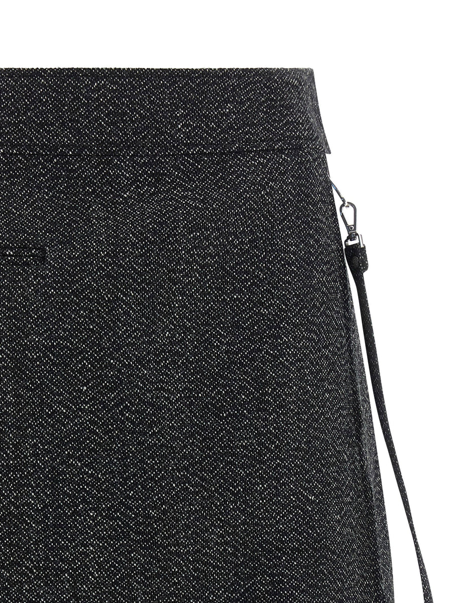 Courreges Zipped Caviar Wool Mini Skirt For Women Luxurious Flared Silhouette Front Zip Closure 100 Percent Wool Gray