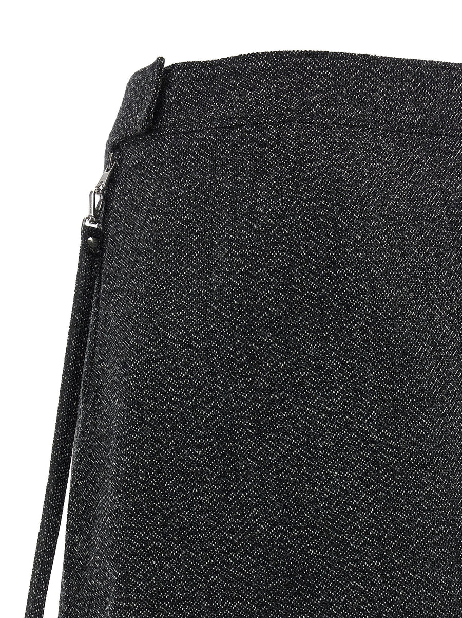 Courreges Zipped Caviar Wool Mini Skirt For Women Luxurious Flared Silhouette Front Zip Closure 100 Percent Wool Gray