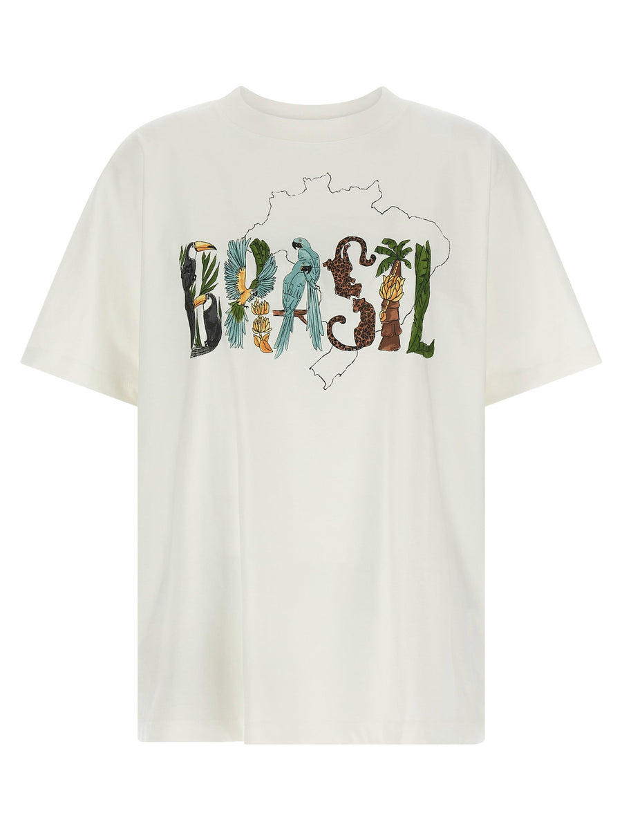Farm Rio Off White Brasil T Shirt For Women GOTS Cotton Crew Neck With Dropped Shoulders Effortless Style