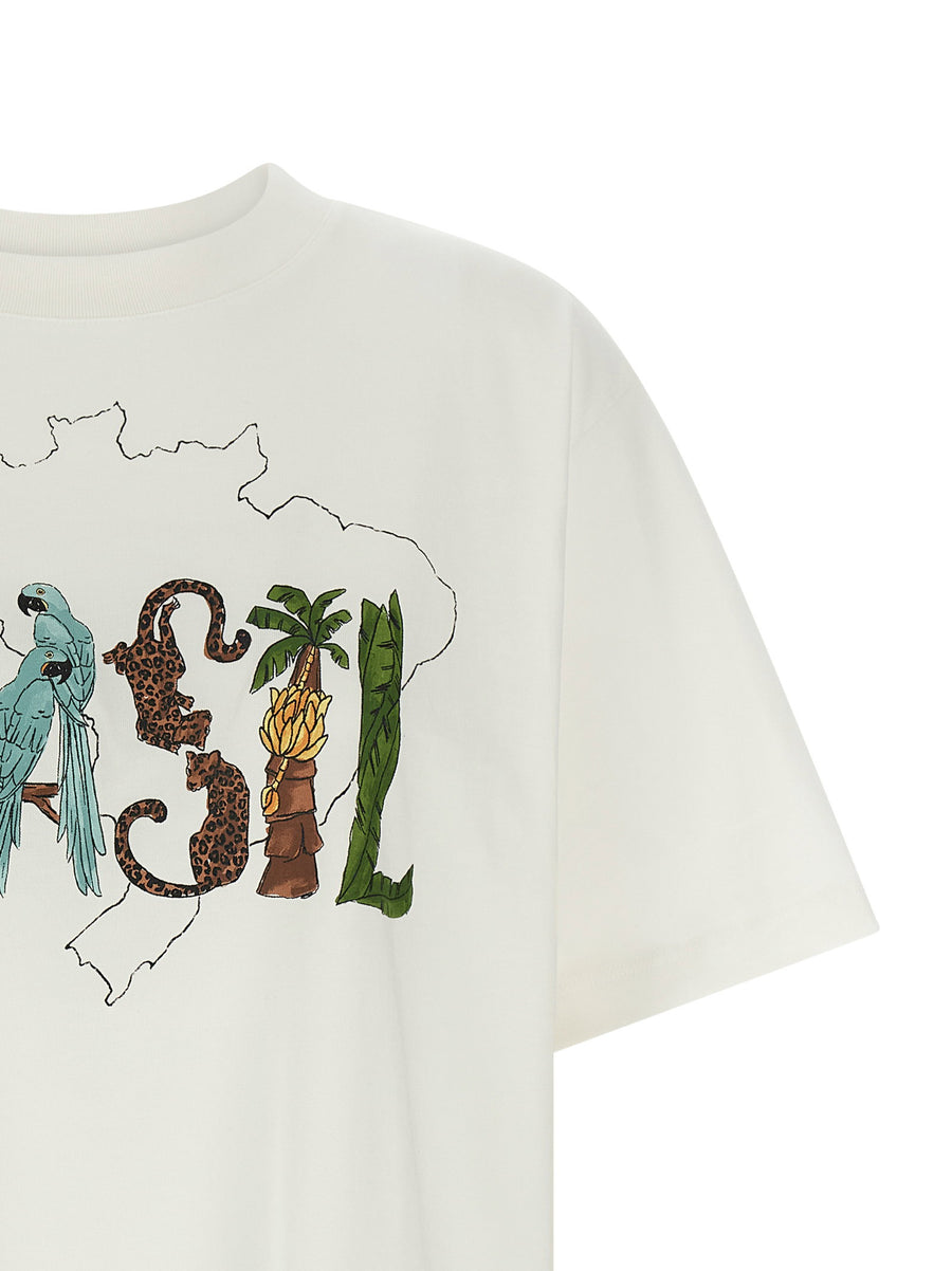 Farm Rio Off White Brasil T Shirt For Women GOTS Cotton Crew Neck With Dropped Shoulders Effortless Style