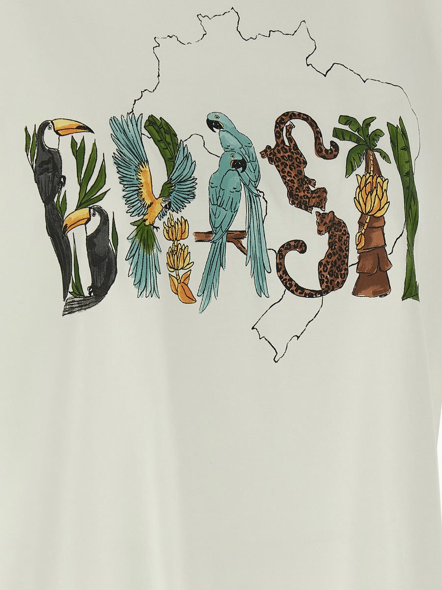 Farm Rio Off White Brasil T Shirt For Women GOTS Cotton Crew Neck With Dropped Shoulders Effortless Style