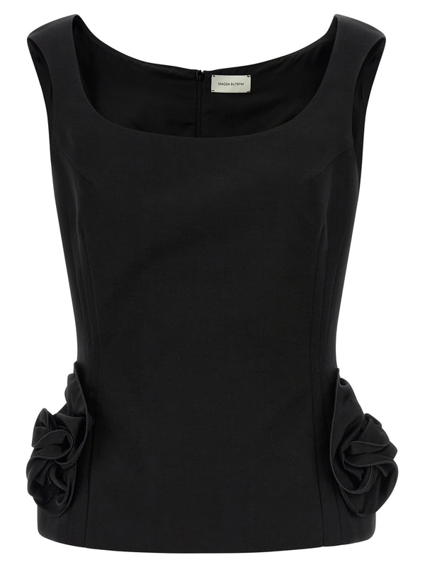 Magda Butrym Silk Cotton Blouse 11 Top Sleeveless Black Architecture Tailoring For Modern Women