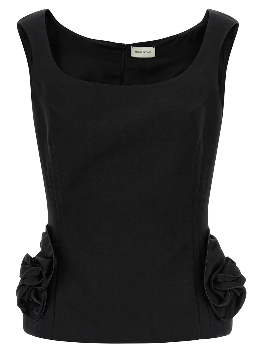 Magda Butrym Silk Cotton Blouse 11 Top Sleeveless Black Architecture Tailoring For Modern Women