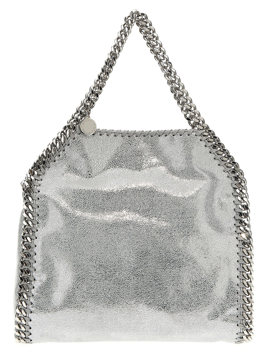Stella McCartney Falabella Mini Handbag Silver Shaggy Deer Texture With Double Chain Carry For Women