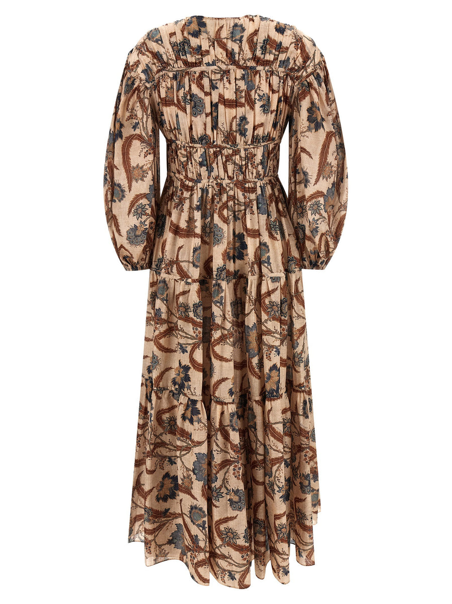 Zimmermann Ascension Tie Billow Maxi Dress Indienne Blue Floral Cotton