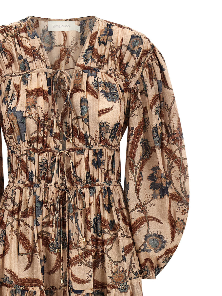 Zimmermann Ascension Tie Billow Maxi Dress Indienne Blue Floral Cotton