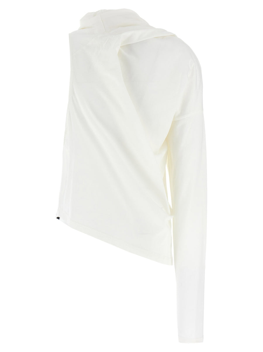 Courreges Asymetrique Off Shoulder Cotton Top White