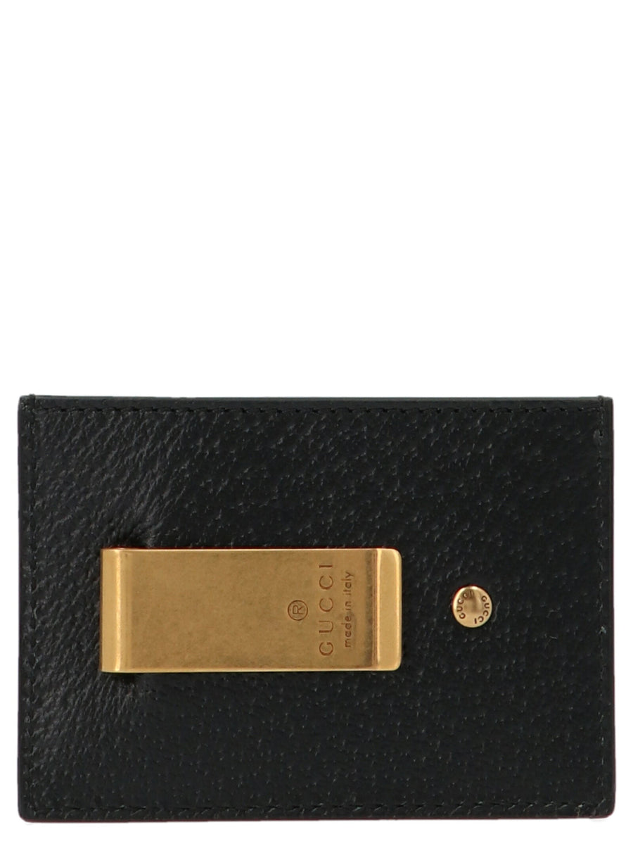 Gucci GG Marmont Leather Card Holder Wallet Black Money Clip
