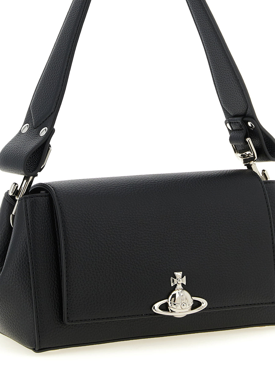 Vivienne Westwood Hazel Medium Shoulder Bag For Women With Iconic Orb Logo, Structured PU, Magnetic Closure