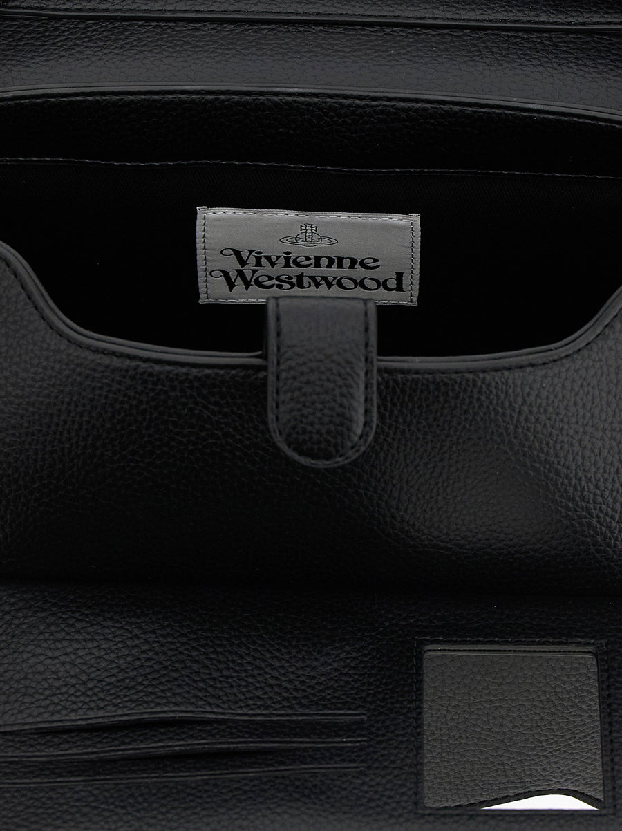 Vivienne Westwood Hazel Medium Shoulder Bag For Women With Iconic Orb Logo, Structured PU, Magnetic Closure