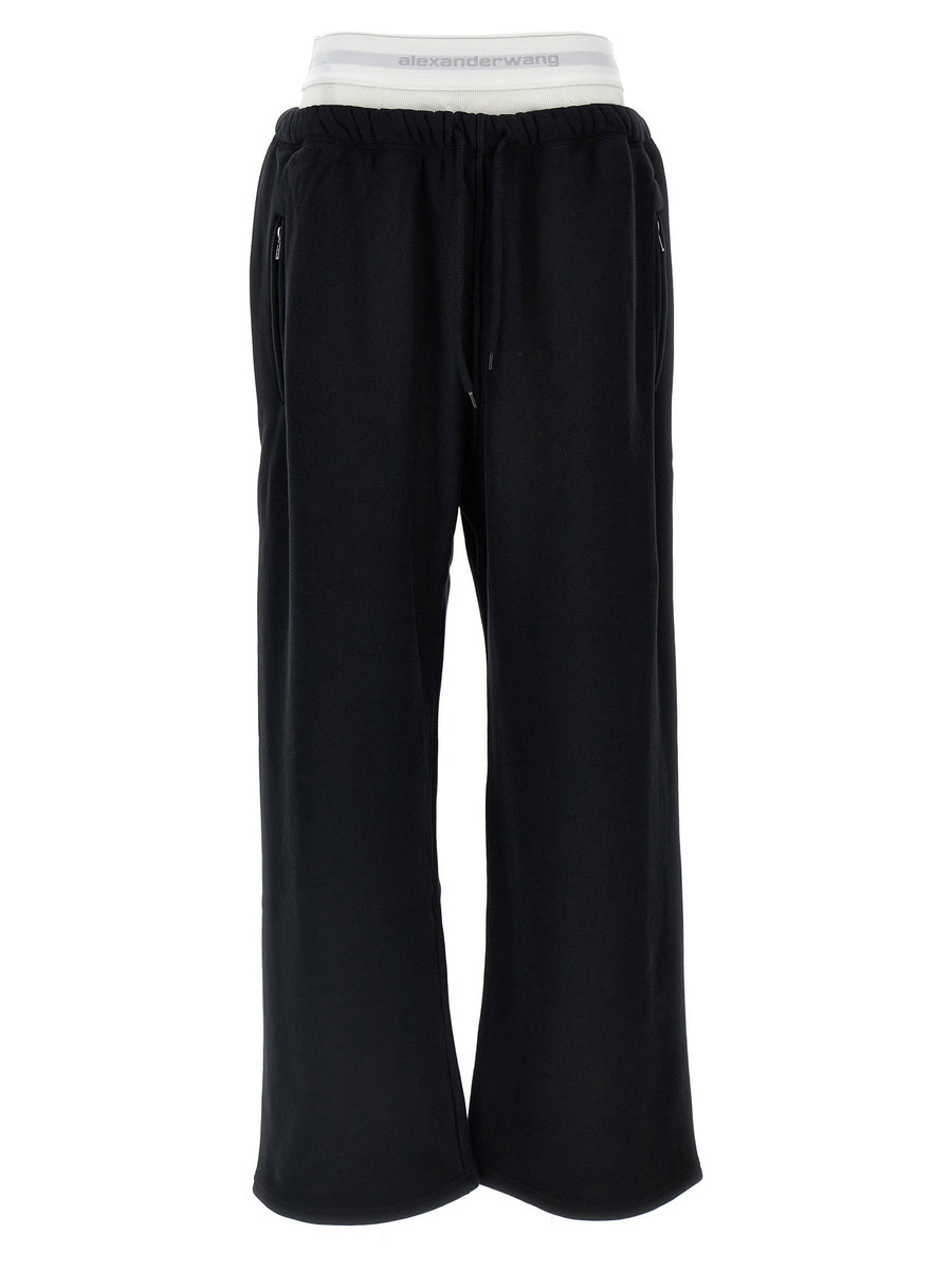 T By Alexander Wang Wide Leg W/ Logo Elastic Exposed Brief Joggers