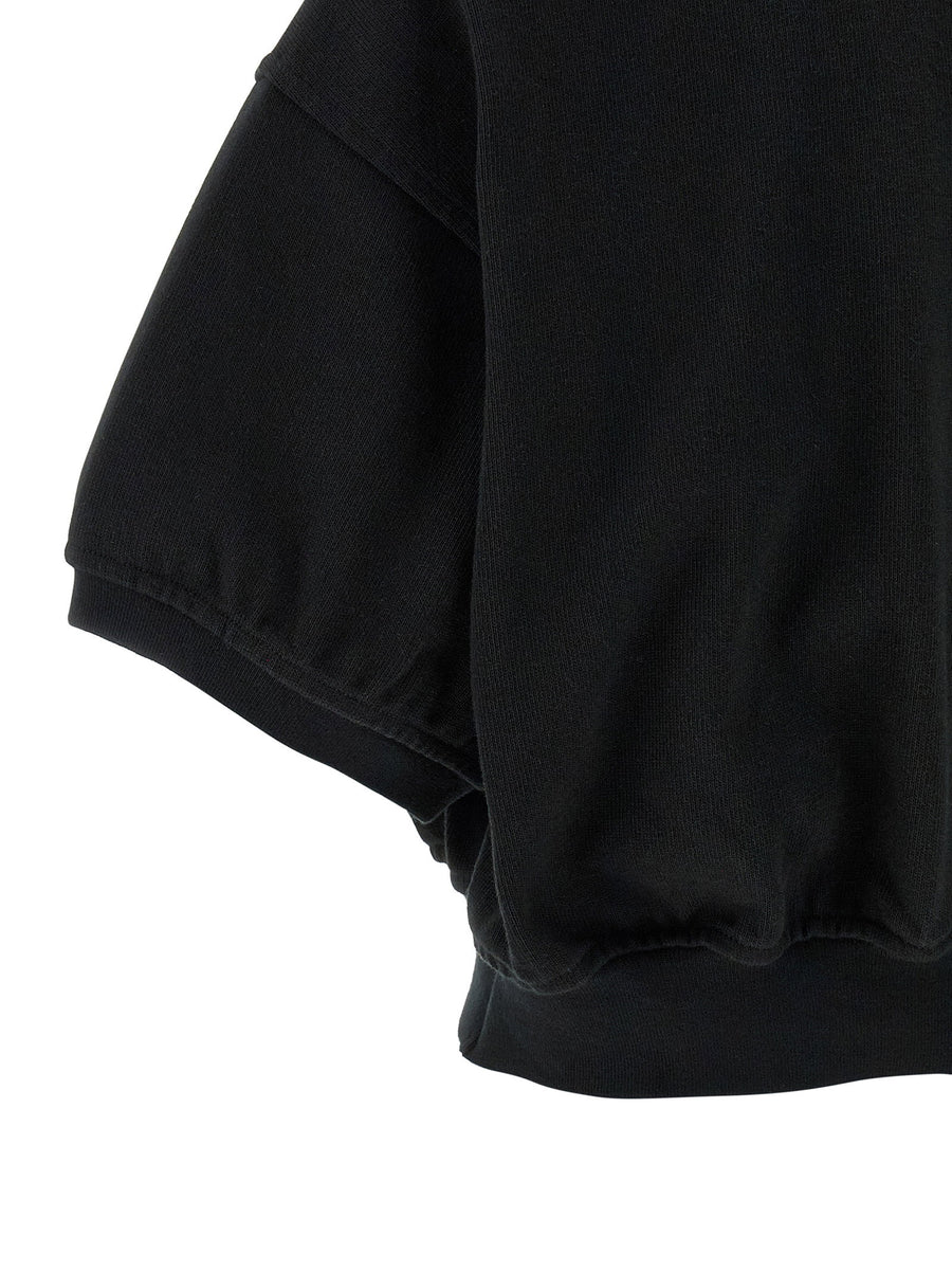T By Alexander Wang Intarsia Collar Polo Shirt 100 Percent Cotton Black Crop