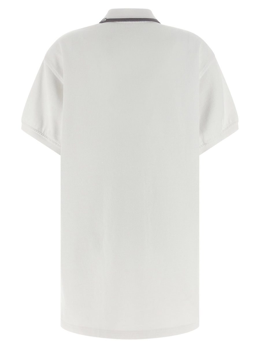 T By Alexander Wang Intarsia Collar Polo Dress For Women White Cotton Jersey Day To Night Ready