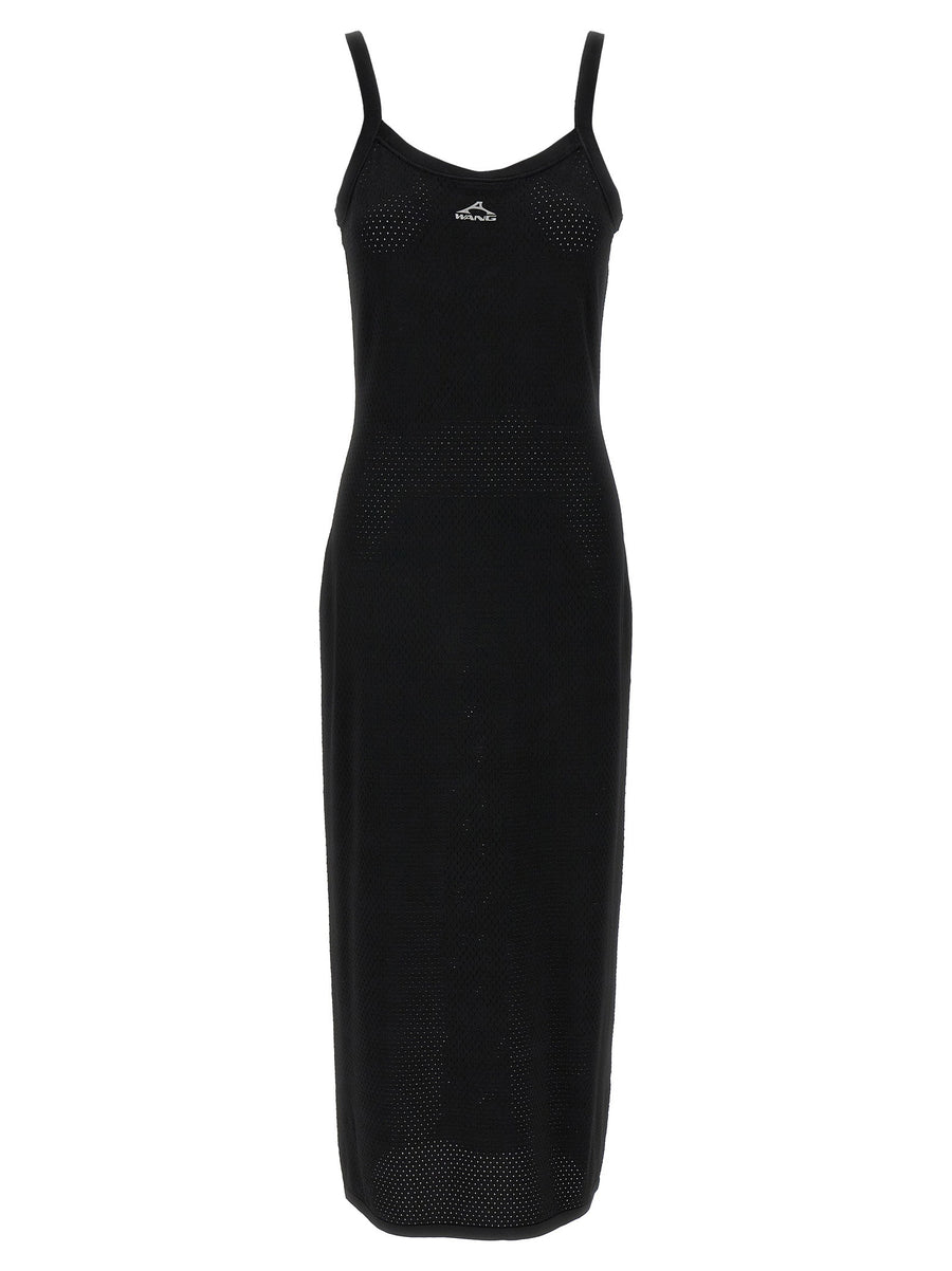Luxurious T By Alexander Wang Mesh Dress Openwork Black Petticoat For Women Round Neck Evening Wear
