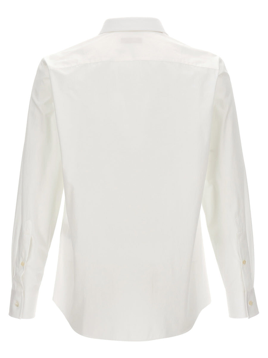 Valentino Garavani White Cotton Poplin Shirt With Flower Patch Detail