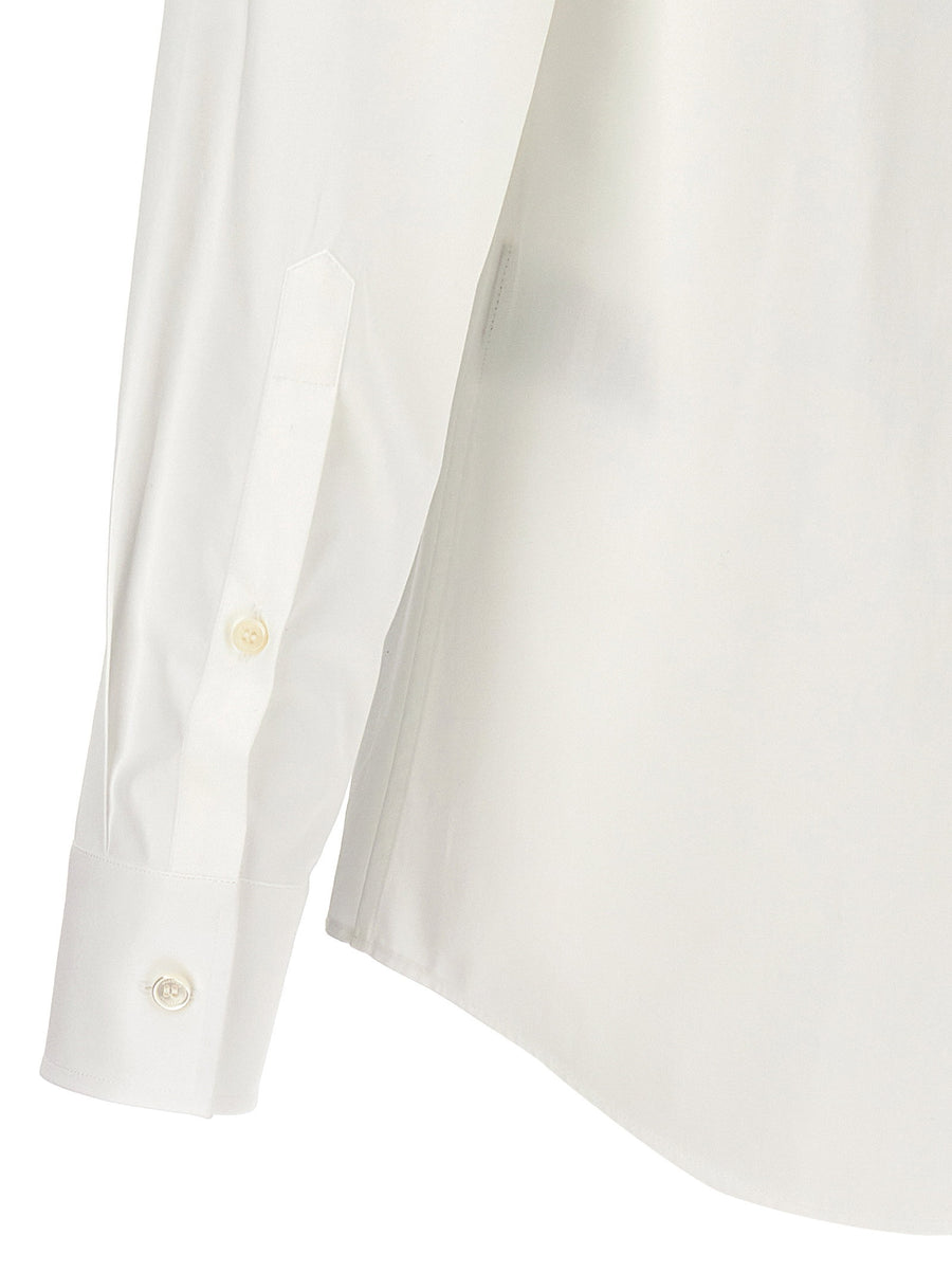 Valentino Garavani White Cotton Poplin Shirt With Flower Patch Detail