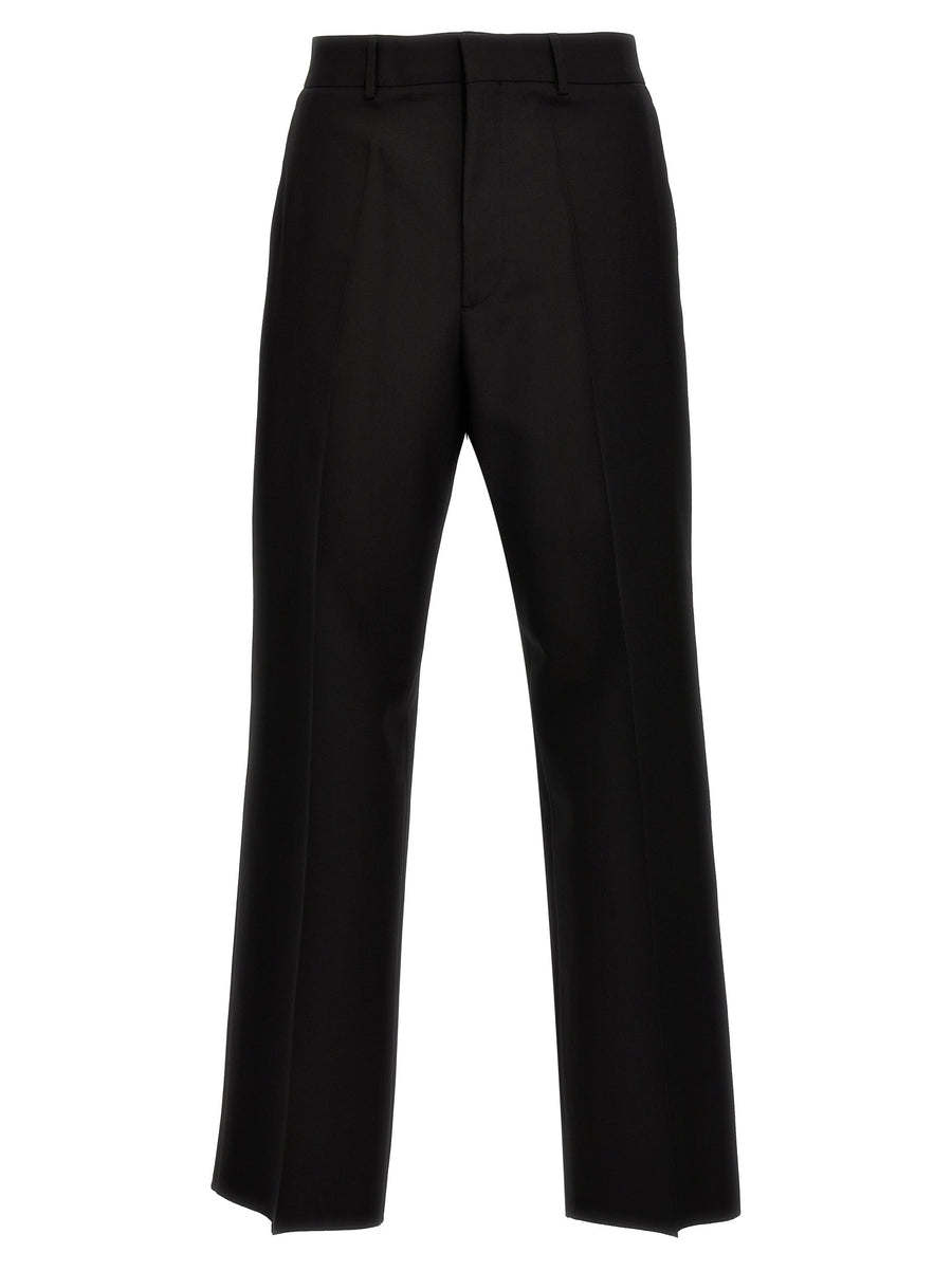 Valentino Garavani Virgin Wool Pants For Women Black Carrot Fit Trousers With Zip Closure