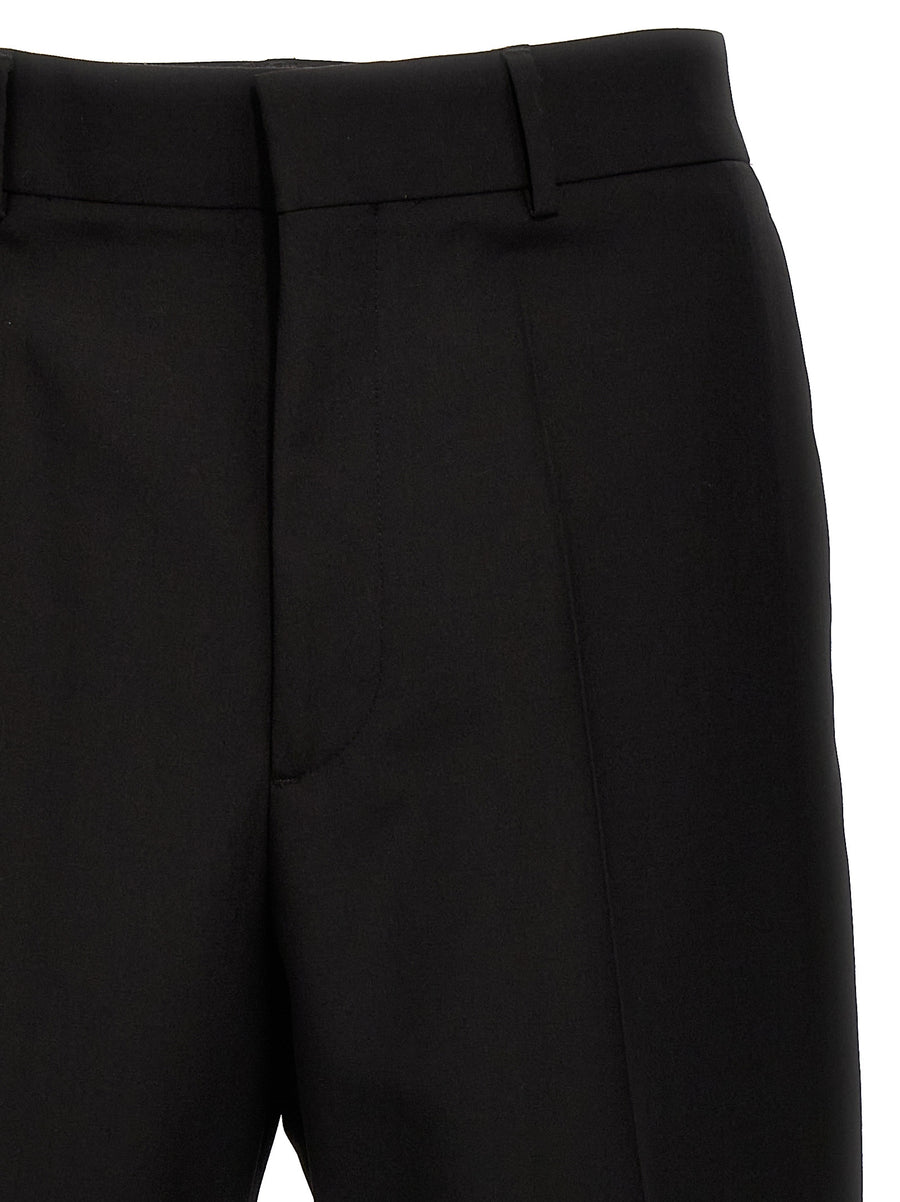 Valentino Garavani Virgin Wool Pants For Women Black Carrot Fit Trousers With Zip Closure