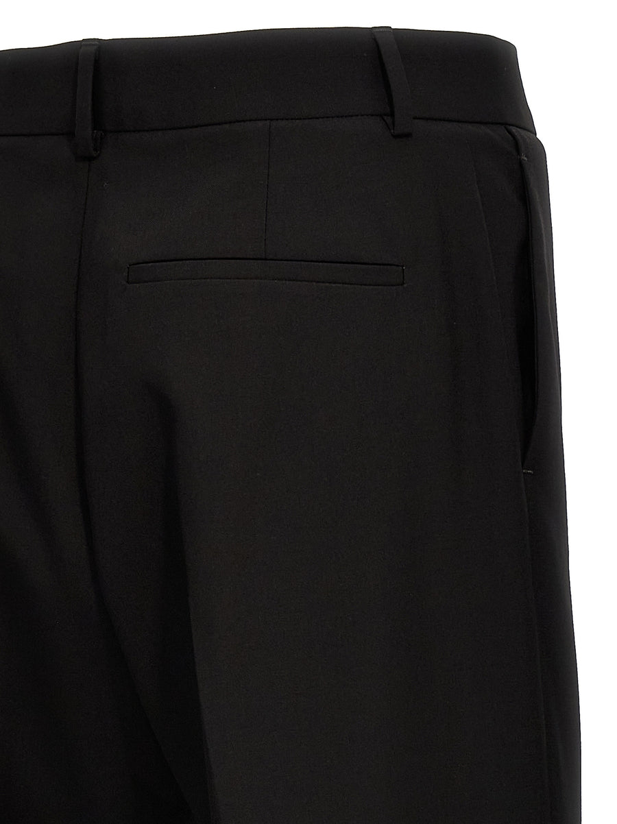 Valentino Garavani Virgin Wool Pants For Women Black Carrot Fit Trousers With Zip Closure