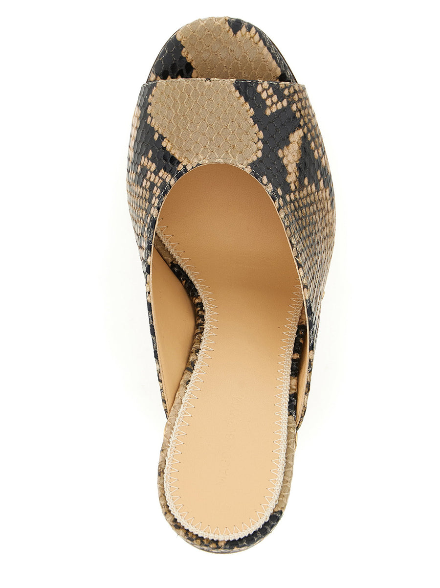 Magda Butrym Python Print Mules Sandals Calfskin Leather Brown