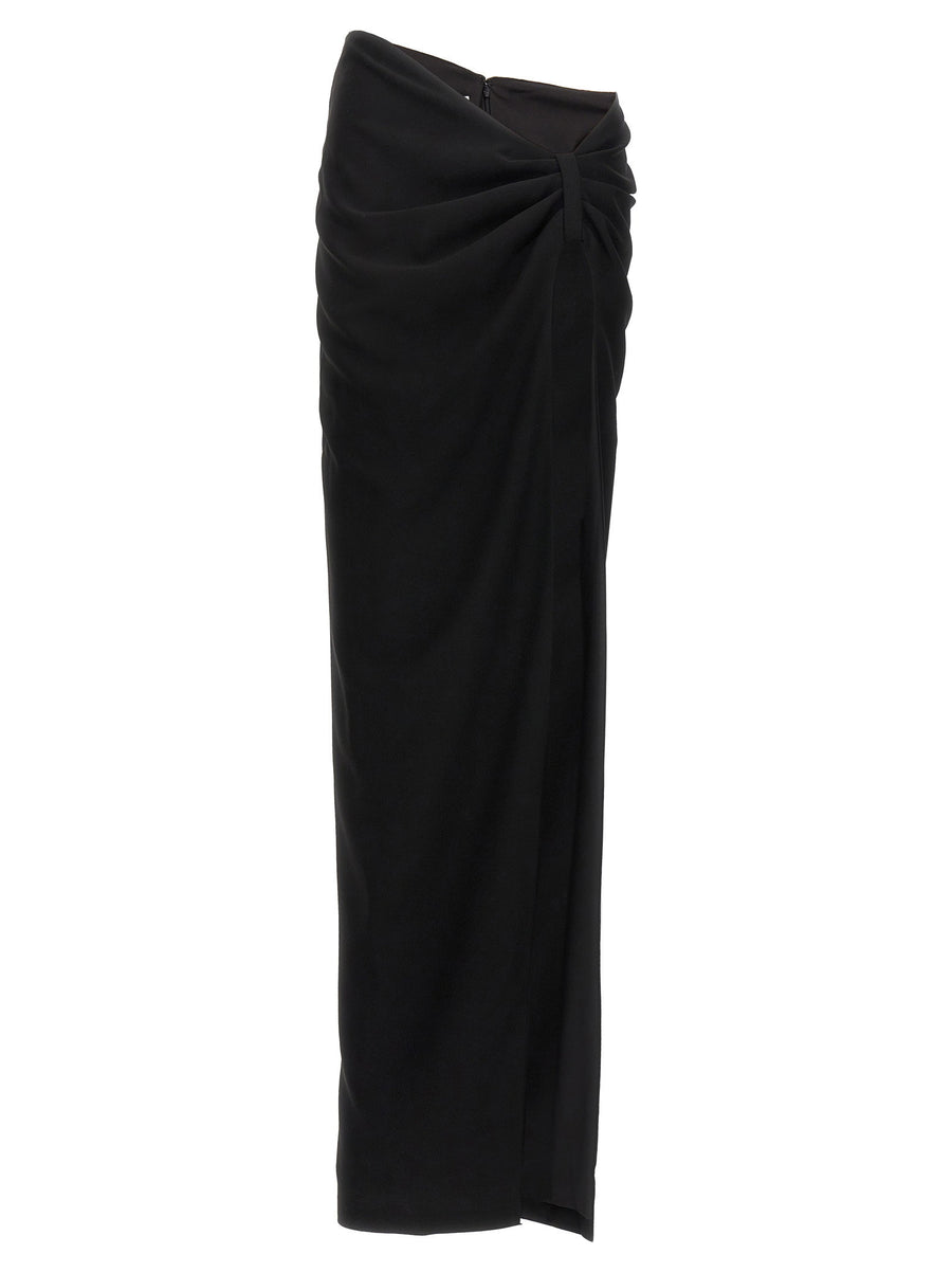 Monot Torpedo Long Skirt For Women Luxe Draping Front Split Asymmetric Waist Work To Evening