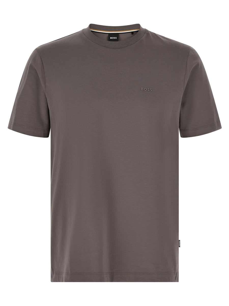 Hugo Boss Thompson 01 T Shirt 100 Percent Cotton Jersey With Front Rubber Logo Print For Men Premium Everyday Wear