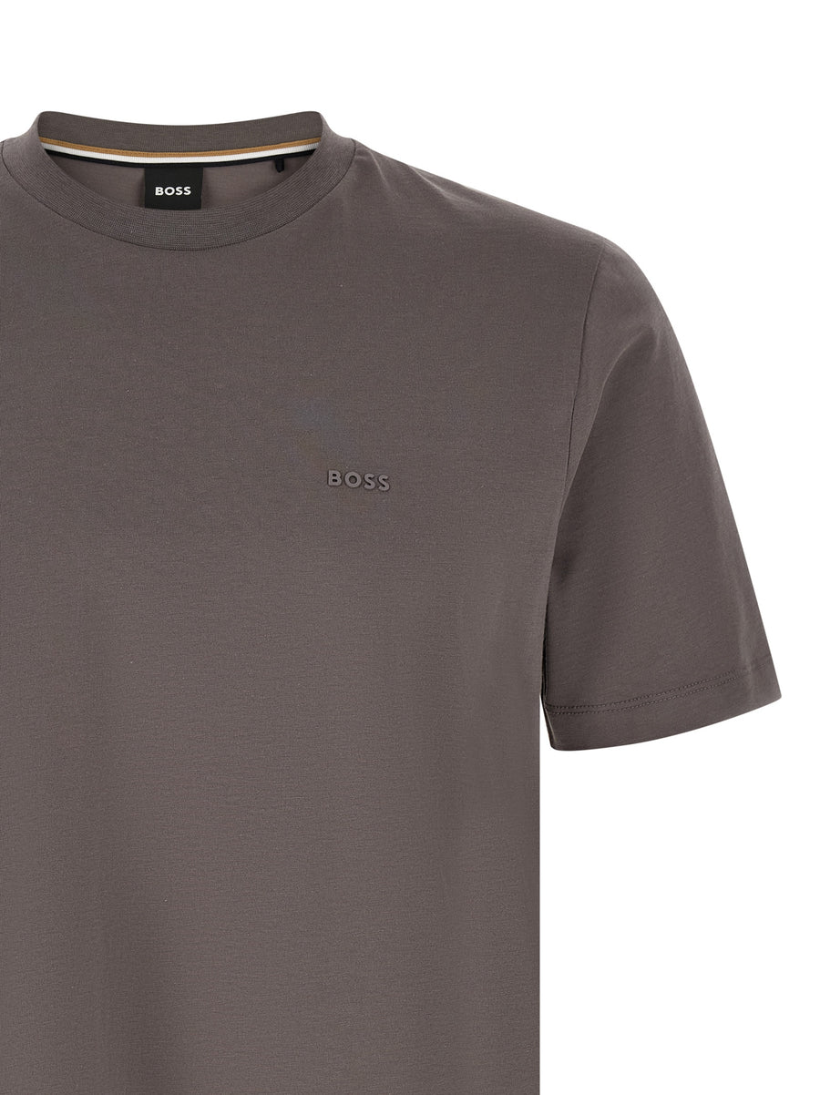 Hugo Boss Thompson 01 T Shirt 100 Percent Cotton Jersey With Front Rubber Logo Print For Men Premium Everyday Wear